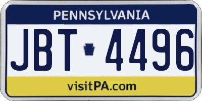 PA license plate JBT4496