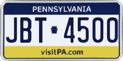 PA license plate JBT4500
