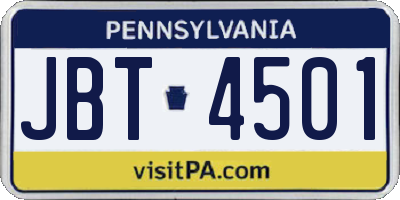 PA license plate JBT4501