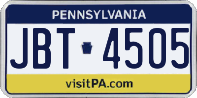 PA license plate JBT4505