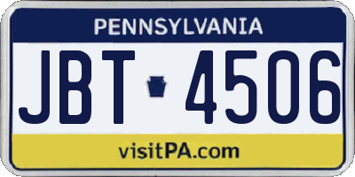 PA license plate JBT4506