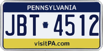 PA license plate JBT4512