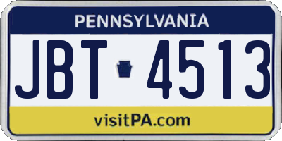 PA license plate JBT4513
