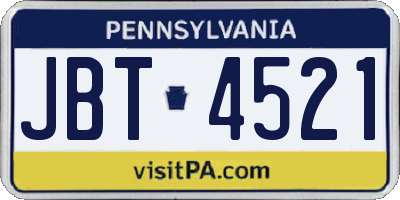 PA license plate JBT4521