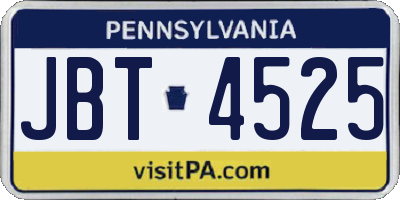 PA license plate JBT4525