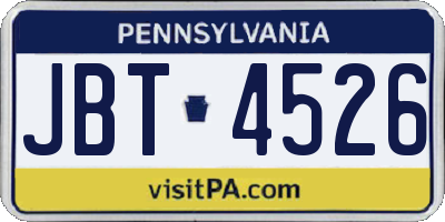 PA license plate JBT4526