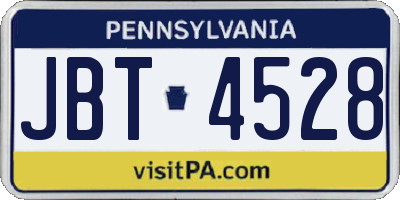 PA license plate JBT4528