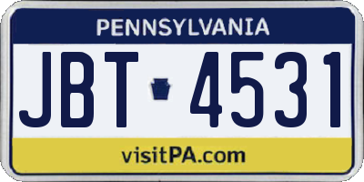PA license plate JBT4531