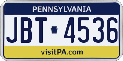 PA license plate JBT4536