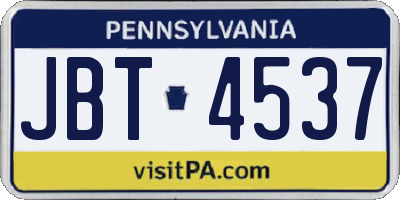 PA license plate JBT4537