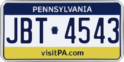 PA license plate JBT4543