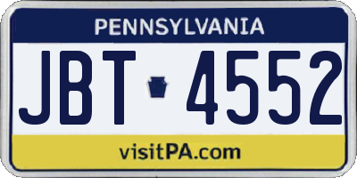 PA license plate JBT4552