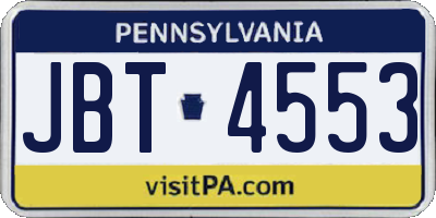 PA license plate JBT4553