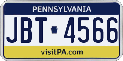 PA license plate JBT4566