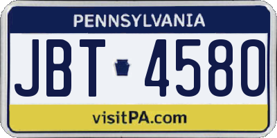 PA license plate JBT4580