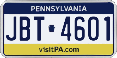 PA license plate JBT4601