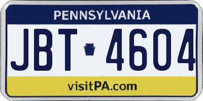 PA license plate JBT4604