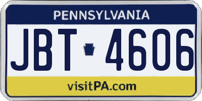 PA license plate JBT4606