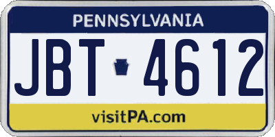 PA license plate JBT4612