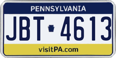 PA license plate JBT4613