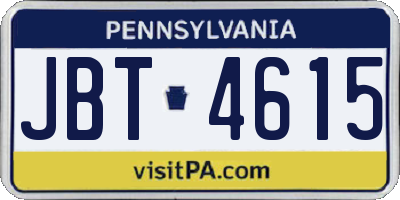 PA license plate JBT4615