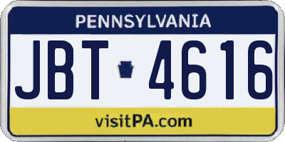 PA license plate JBT4616