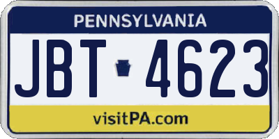 PA license plate JBT4623