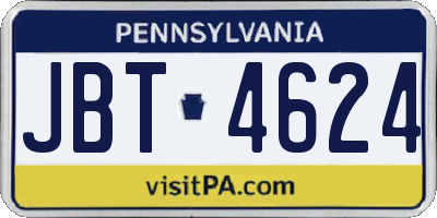 PA license plate JBT4624