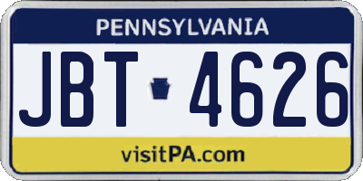 PA license plate JBT4626