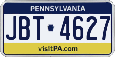 PA license plate JBT4627