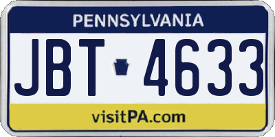 PA license plate JBT4633