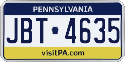 PA license plate JBT4635