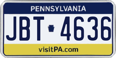 PA license plate JBT4636