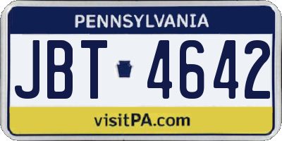 PA license plate JBT4642