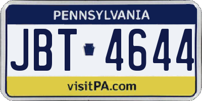 PA license plate JBT4644