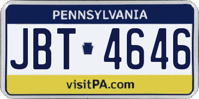 PA license plate JBT4646