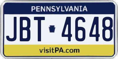 PA license plate JBT4648