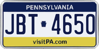 PA license plate JBT4650