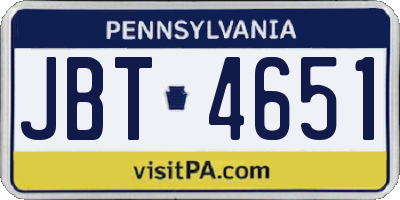 PA license plate JBT4651