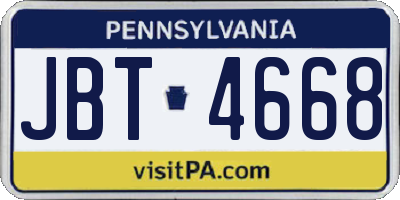 PA license plate JBT4668