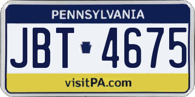 PA license plate JBT4675