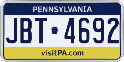 PA license plate JBT4692