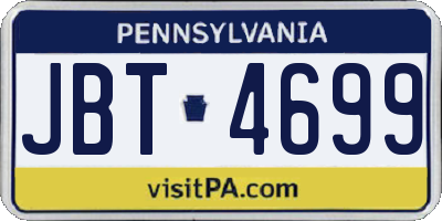 PA license plate JBT4699
