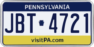 PA license plate JBT4721