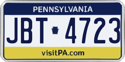 PA license plate JBT4723