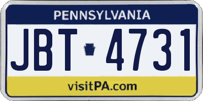 PA license plate JBT4731