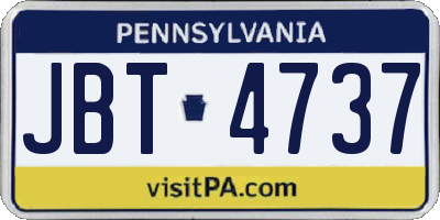 PA license plate JBT4737