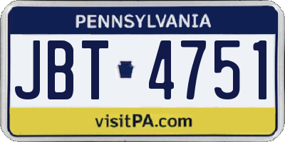 PA license plate JBT4751