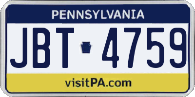 PA license plate JBT4759