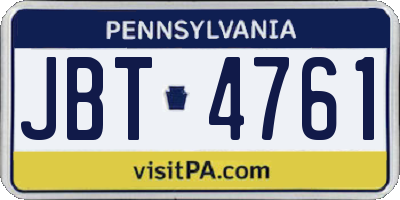 PA license plate JBT4761